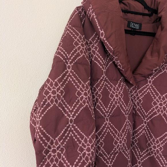 Dennis Basso Reversible Maroon Puffer Jacket Patterned Water Resistant Women 2X - Picture 4 of 12